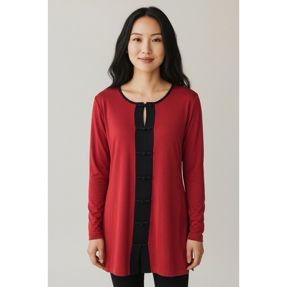 Exclusively Misook NEW womens pull over acrylic shirt Asian flare Small quality